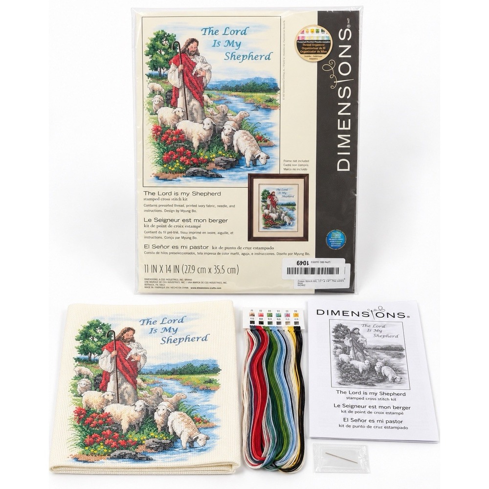Dimensions 3222 The Lord Is My Shepherd Stamped Cross Stitch Kit Jesus Lambs